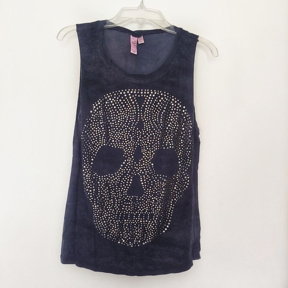Dolled Up Embellished Skull Tank Size XS